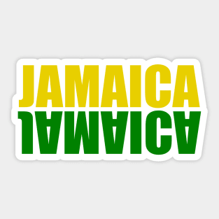 Jamaica mirrored in the colors colours of the Jamaican flag black green and gold white background Sticker